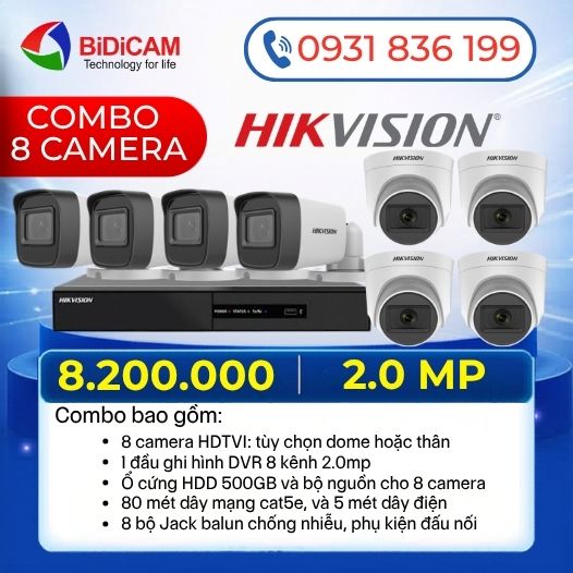 bộ 8 camera hikvision