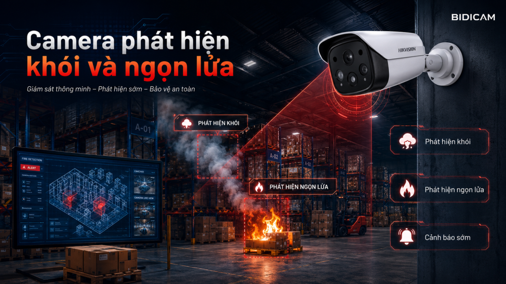 Camera Báo Cháy Hikfire Hikvision – Hệ Thống Báo Cháy Thông Minh Cho Nhà Ở, Cửa Hàng Và Nhà Xưởng camera phat hien khoi ngon lua hikvision
